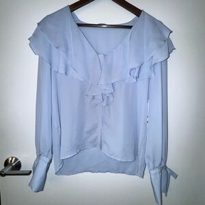 Blue Ruffled Women's Blouse top